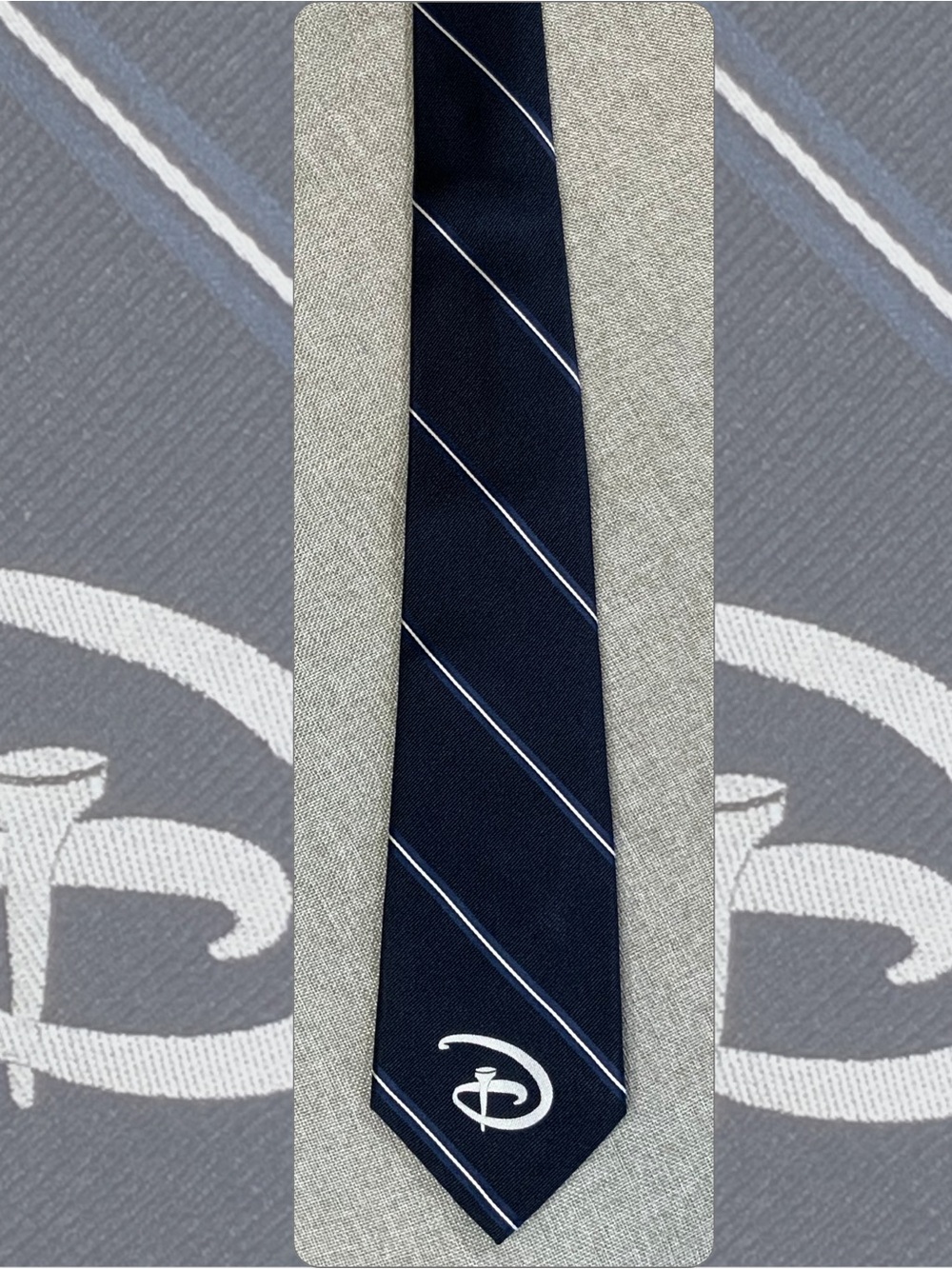 Disney Golf Pro Shop Tie Navy Repp Stripe Silk Necktie D Tee Logo Mens